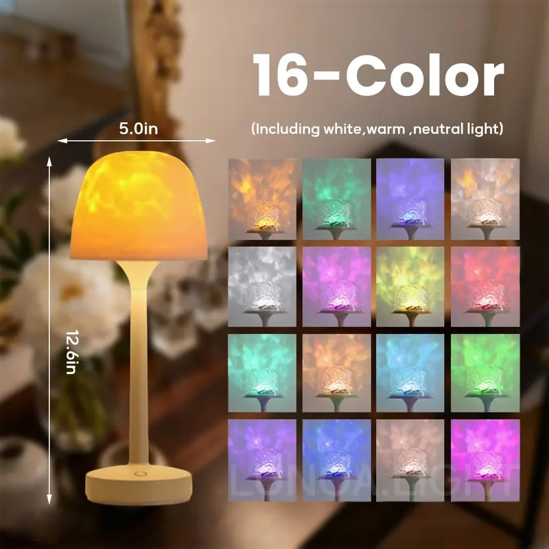 16 Colors Ocean Wave Projector, Water Ripple Aurora Lamp with Remote, Bedroom Night Light Mood Ambient Decor