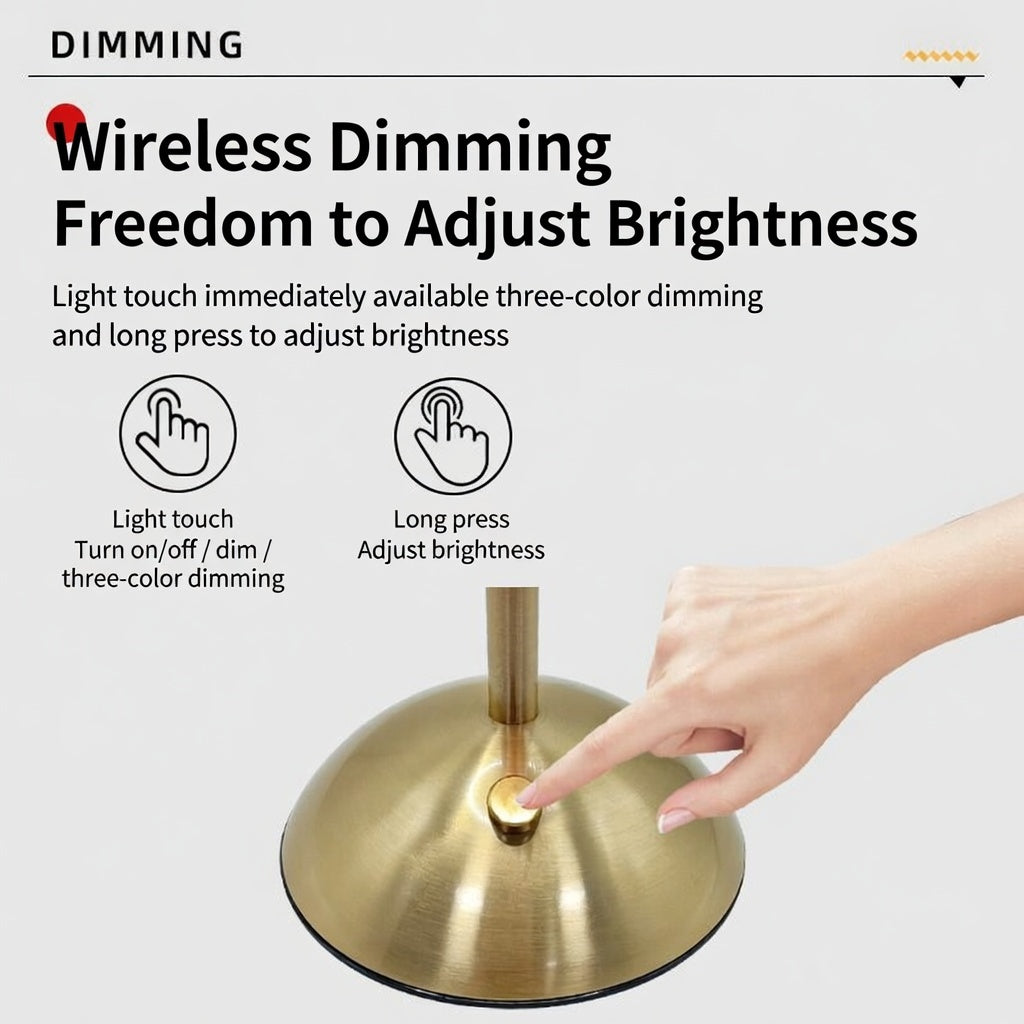 Vintage Floral Fabric Table Lamp - Touch Dimmable Brass Bedside Lamp, 3 Color Modes