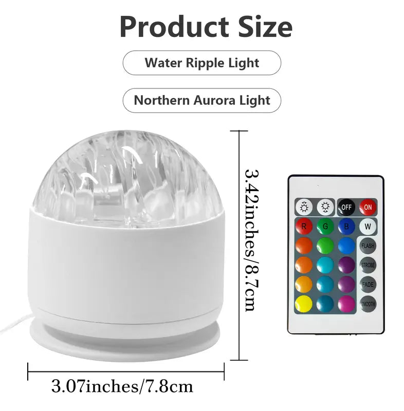 Northern Lights & Water Ripple Projector – 16 Colors LED Atmosphere Lamp Remote