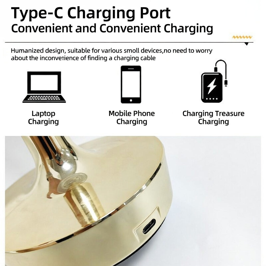 Crystal Touch Table Lamp Rechargeable Dimmable 3 Color LED Bedside Nightstand Light