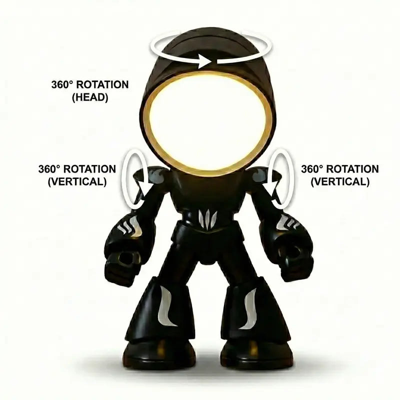 Cute LED Mini Robot Night Light for Kids - Magnetic Base, Rechargeable Bedroom Lamp, Valentine's Day Gift for Children