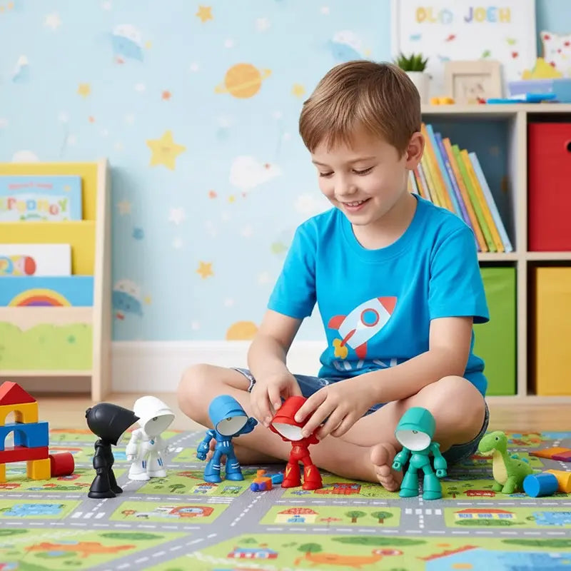 Cute LED Mini Robot Night Light for Kids - Magnetic Base, Rechargeable Bedroom Lamp, Valentine's Day Gift for Children