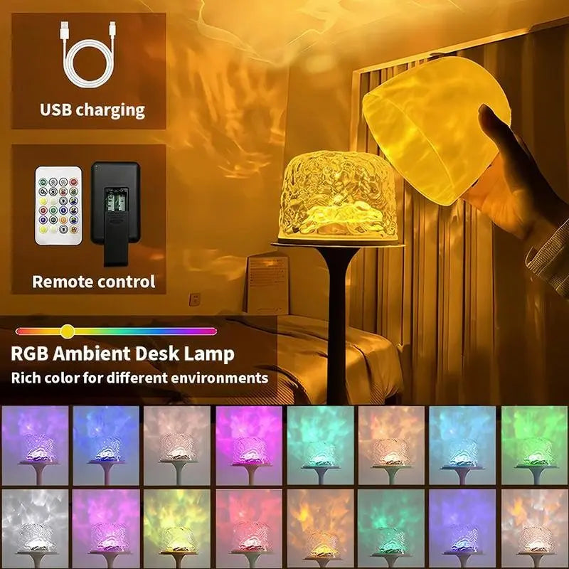 16 Colors Ocean Wave Projector, Water Ripple Aurora Lamp with Remote, Bedroom Night Light Mood Ambient Decor