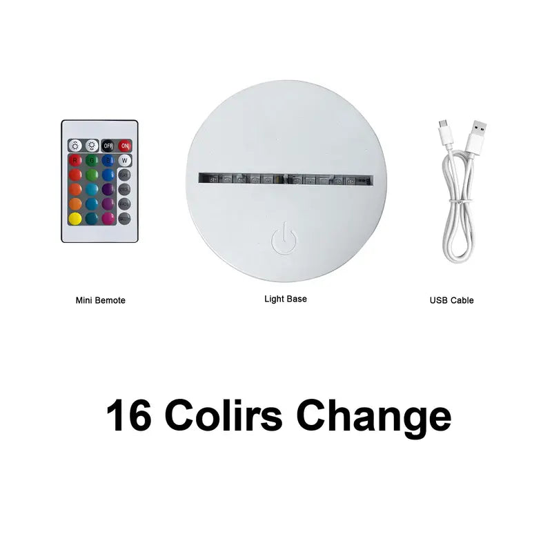 3D LED Bear Night Light 16 Colors RGB Changing USB Desk Lamp Cute Acrylic Illusion Nightlight Kids Bedroom Decor Christmas Birthday Gift