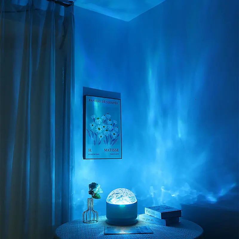 Northern Lights & Water Ripple Projector – 16 Colors LED Atmosphere Lamp Remote
