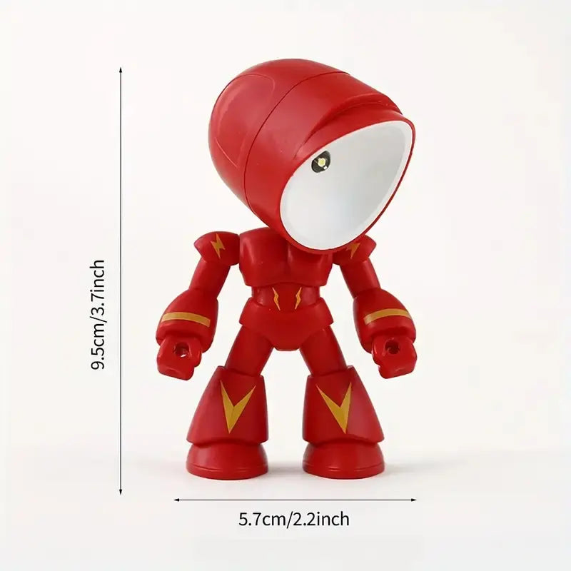 Cute LED Mini Robot Night Light for Kids - Magnetic Base, Rechargeable Bedroom Lamp, Valentine's Day Gift for Children